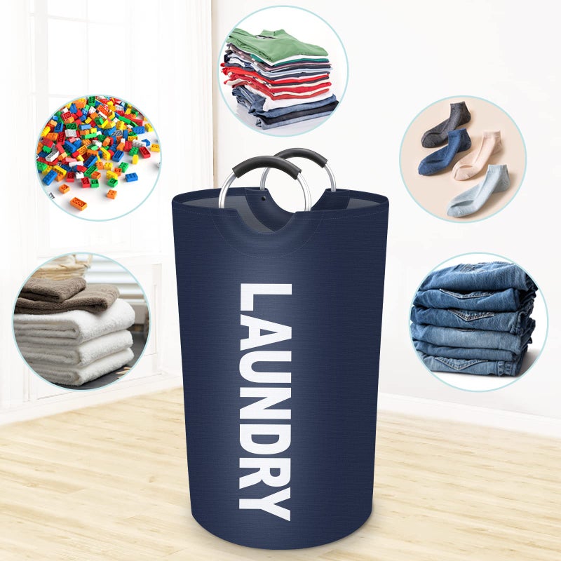 StorageRight 75L Large Laundry Basket  Laundry Hamper  Dirty Clothes Hamper for Laundry  Collapsible  Waterproof Laundry Baskets with Foam Protected Aluminum Handles for Laundry  Dorm  Family (Blue) - Image 5